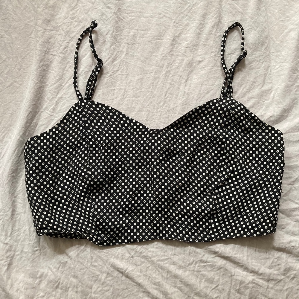 Reformation crop tank top cami black dot print 0